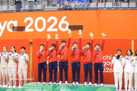 Vietnam's sepak takraw team defeat Thailand 2-1 in the final of the women's four-player team event at the 2026 Asian Games (Photo: VNA)