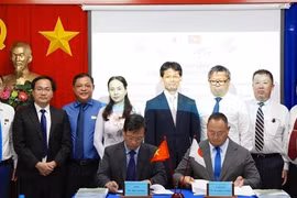 At the signing ceremony for the JICA grant aid project for trenchless sewerage pipe in Ho Chi Minh City on August 21. (Photo courtesy of JICA Vietnam Office)