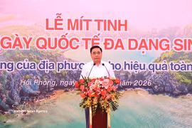 Deputy Minister of Agriculture and Environment Nguyen Quoc Tri speaks at the event. (Photo: VNA)