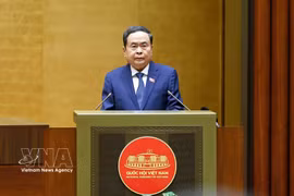 National Assembly Chairman Tran Thanh Man speaks at the first extraordinary session of the 16th National Assembly on August 3 (Photo: VNA)