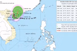 Storm Narra's projected path as of 7:00 on August 22. (Photo: National Centre for Hydro-Meteorological Forecasting)