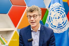 Jonathan Wallace Baker, UNESCO Representative to Vietnam, grants an interview to the Vietnam News Agency (Photo: VNA)