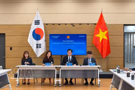 Vietnamese Ambassador to the Republic of Korea Vu Ho (second from right) chairs the roundtable with nearly 30 Korean semiconductor and electronics companies in Seoul on September 15, 2026. (Photo: VNA)