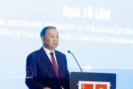 General Secretary of the Communist Party of Vietnam Central Committee To Lam and State President To Lam addresses the Vietnam–Singapore Tech Connect Forum in Singapore on May 29 (Photo: VNA)