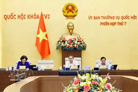 NA President Tran Thanh Man (centre) speaks at the session. (Photo: VNA)