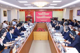 An overview of the meeting between Secretary of the Communist Party of Vietnam Central Committee and head of its Commission for Policy and Strategy Nguyen Thanh Nghi Maeda Tadashi, Managing Director and Chairman of the Board of Directors of JBIC and a delegation of Japanese businesses (Photo: VNA)