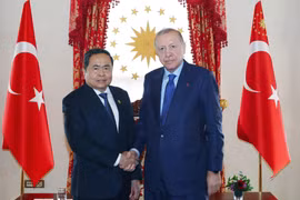 Vietnam’s National Assembly Chairman Tran Thanh Man (L) and Turkish President Recep Tayyip Erdogan at their meeting in Istanbul on April 16, 2026. (Photo: VNA)