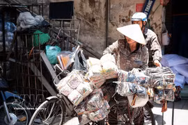 Despite the sweltering weather, goods transportation activities continue as usual (Photo: VNA)