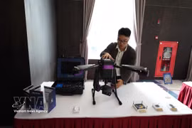 A display area for unmanned aerial vehicles (UAVs) at a workshop in Da Nang city on June 12, 2026. (Photo: VNA)
