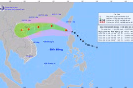 Location and forecast track of Storm Wipha as of 11:00am on July 19. (Photo: National Centre for Hydro-Meteorological Forecasting) 