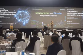 A discussion at the first Regional Student Talent Exchange Programme hosted by the Singapore Semiconductor Industry Association (SSIA) from September 23 to 25. (Photo: VNA)