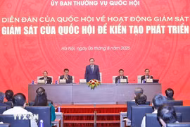 National Assembly Chairman Tran Thanh Man chairs the NA's first forum dedicated to supervision in Hanoi on August 6. (Photo: VNA)