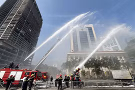 A fire drill in central District 1 of HCM City on January 11, which often sees large public events. (Photo: VNA)