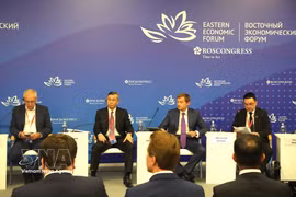 Finance Minister Ngo Van Tuan ( second, from left) at the Russia-ASEAN Business Dialogue held on September 2 as part of the 11th Eastern Economic Forum in Vladivostok, Russia. (Photo: VNA)