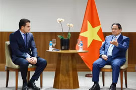 Prime Minister Pham Minh Chinh (R) at his meeting with a leader of the JBS group in Rio de Janeiro on July 6. (Photo: VNA)