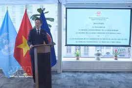 Ambassador Do Hung Viet, Permanent Representative of Vietnam to the UN, speaks at the Permanent Mission's formal reception to mark International Francophonie Day and French Language Day at the UN in New York on March 24, 2026. (Photo: VNA)