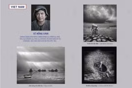 Photographer Le Hong Linh and his works in the exhibition "Photography Without Borders" (Photo courtesy of the photographer)