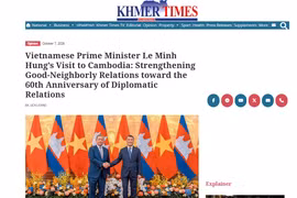 The article by Uch Leang, Acting Director of Asian, African, and Middle East Studies of the International Relations Institute of Cambodia (IRIC) and the President of the Cambodia Alumni from Vietnam Association (CAVA) on Khmer Times (Photo: VNA)