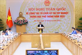 Prime Minister Pham Minh Chinh speaks at the national conference on the organisation of the high school graduation examination on June 18. (Photo: VNA)