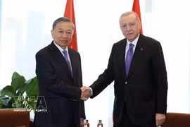 General Secretary of the Communist Party of Vietnam Central Committee and President To Lam (L) has a meeting with Turkish President Recep Tayyip Erdogan in New York on September 21 (local time). (Photo: VNA)