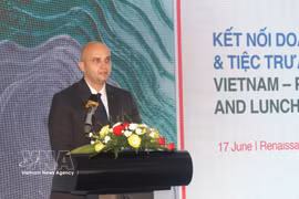 Wojciech Kusak, Counsellor for Political and Economic Affairs at the Embassy of Poland in Vietnam, speaks at the Vietnam – Poland business connection forum on green development (GreenEvo) in Ho Chi Minh City on June 17. (Photo: VNA)