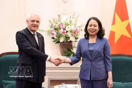 Vice State President Vo Thi Anh Xuan (R) receives outgoing Argentine Ambassador Marcos Antonio Bednarski (Photo: VNA) 