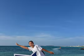 Nguyen Thi Anh Vien impresses international experts with her performance at the Oceanman Maldives 2026 open water swimming championship. (Photo courtesy of the swimmer)