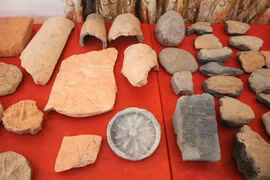 Over 2,300 pieces of bronze drum moulds were discovered at Luy Lau ancient citadel. (Photo: VNA)