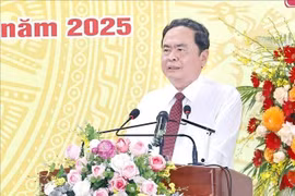 National Assembly Chairman Tran Thanh Man addresses the congress. (Photo: VNA)