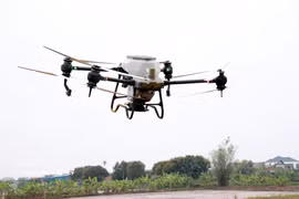 The Nam Dai Duong youth cooperative, based in Nghia Hung commune of Ninh Binh province, uses unmanned aerial vehicles for rice seeding. (Illustrative photo: VNA)