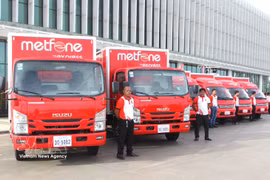 Metfone Express's fleet at the launch ceremony. (Photo: VNA)