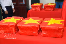 Biological samples collected from unidentified war martyrs' remains in the southern province of Ca Mau. (Photo: VNA)