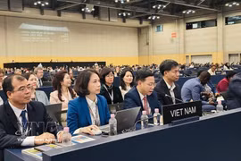 Deputy Minister of Foreign Affairs Ngo Le Van, Chairman of the Vietnam National Commission for UNESCO, addresses the session. (Photo: VNA)