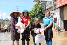 The Lang Son Red Cross Society provides relief aid to residents in That Khe commune. (Photo: VNA)