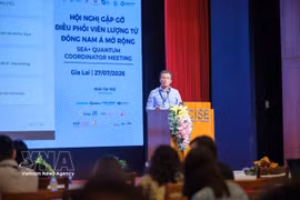A speaker addresses the SEA+ Quantum Coordinator Meeting held in Gia Lai province on July 27. (Photo: VNA)