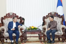 Vinachem Chairman Phung Quang Hiep (R) and Lao Deputy Prime Minister Saleumxay Kommasith (Photo: VNA)