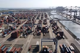 At Tan Cang - Cai Mep International Terminal (Photo: VNA)