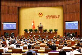 National Assembly members vote to pass the law amending and supplementing a number of articles of the Law on Enterprises. (Photo: VNA)