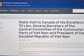 As screenshot of the press release published on the website of the Office of the Governor General of Canada.
