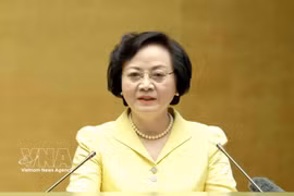 Deputy Prime Minister Pham Thi Thanh Tra speaks at the nationwide conference in Hanoi on October 16 to study, disseminate and implement the resolutions of the 14th Communist Party of Vietnam (CPV) Central Committee’s fourth plenum, on October 16 morning (Photo: VNA)