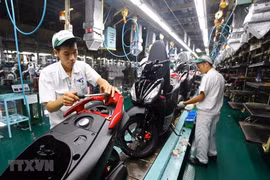 Motorcycle assembly line at Honda Vietnam Company. (Photo: VNA)