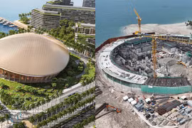 The APEC Convention Centre and multi-purpose theatre are progressing at a rapid pace of construction (Photo: VNA)