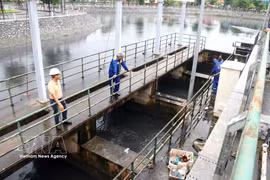 Hai Phong's company runs a water drainage system (Photo: VNA)