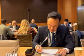 Ambassador Mai Phan Dung, Permanent Representative of Vietnam to the UN, the World Trade Organisation and other international organisations, speaks at the event (Photo: VNA)