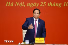 Prime Minister Pham Minh Chinh addresses the meeting. (Photo: VNA)