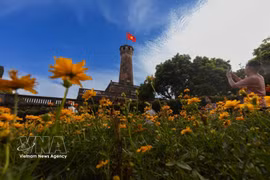 The national flag flies atop the Hanoi Flag Tower, a historic landmark that has witnessed many milestones in the capital’s history. (Photo: VNA)