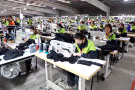 Workers at the Tan De 1 Factory in Nguyen Duc Canh Industrial Park, Hung Yen province make sportswear products (Photo: VNA)