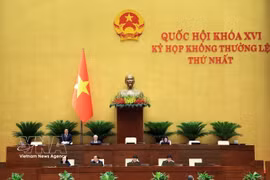 Vice Chairman of the National Assembly Nguyen Doan Anh (standing) presides over the session on August 8. (Photo: VNA)