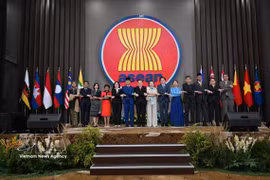 Officials and diplomats at the ceremony marking ASEAN's 59th anniversary in Jakarta, Indonesia, on August 8 (Photo: VNA)