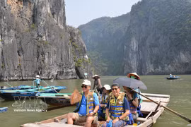Foreign tourists visit Ha Long Bay in Quang Ninh city. (Photo: VNA)